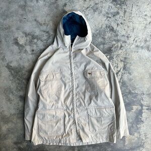 Woolrich Men's Light Gray Hooded Raincoat